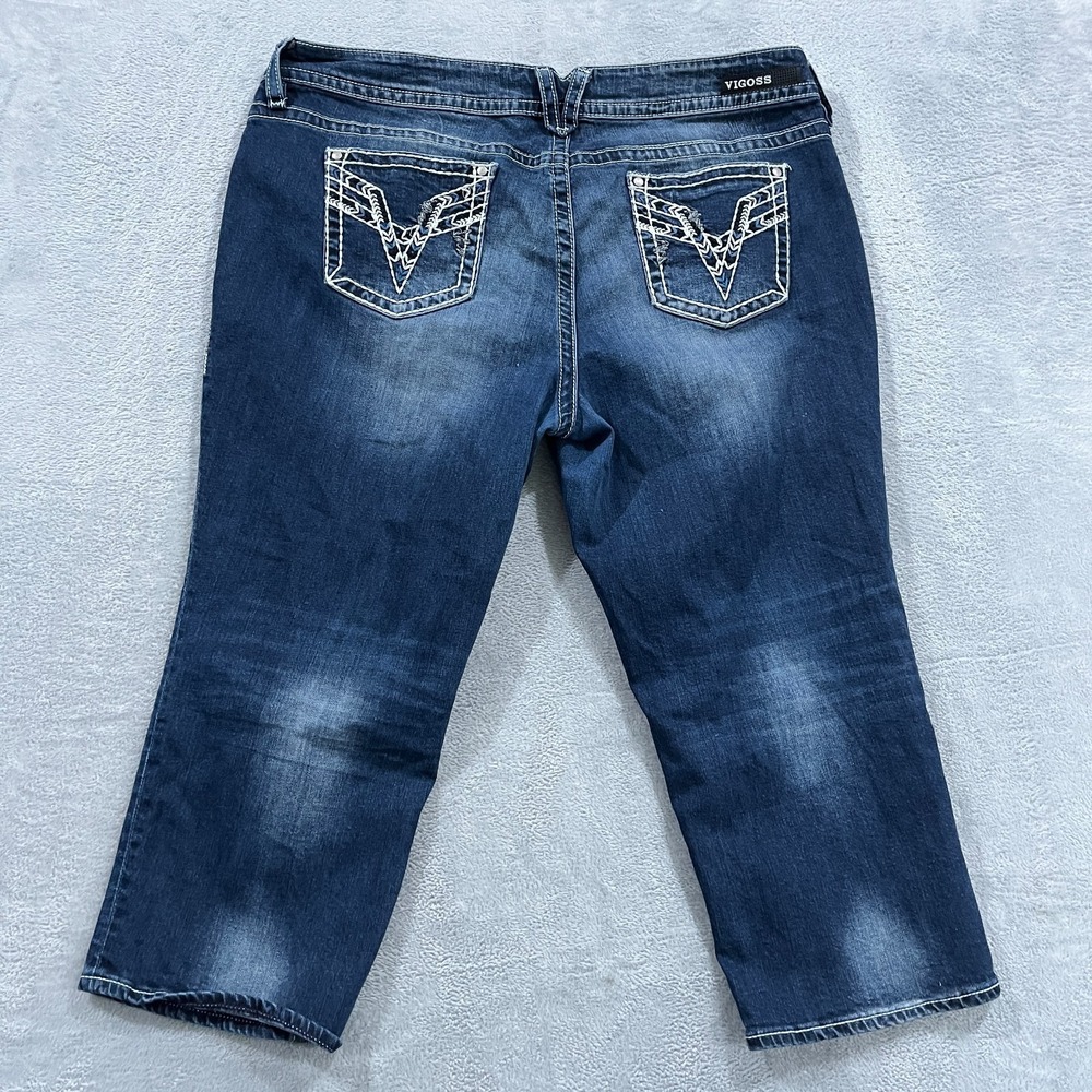 VIGOSS  Jeans Womens 24 Chelsea Capri Distressed Embroidered Y2K‎ Western Retro